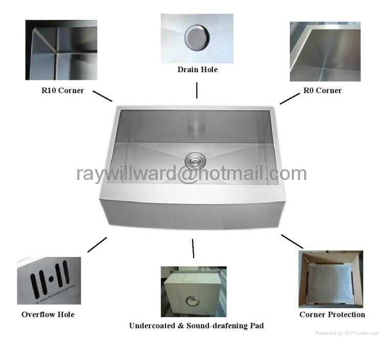 stainless steel handmande round angle kitchen sink 3