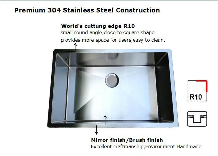 stainless steel handmande round angle kitchen sink 4