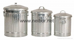 galvanized waste bin trash can trash bin