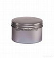 Silver color deep drawn seamless candle tin jar with spout lid 90ml 1