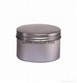 Silver color deep drawn seamless candle tin jar with spout lid 90ml