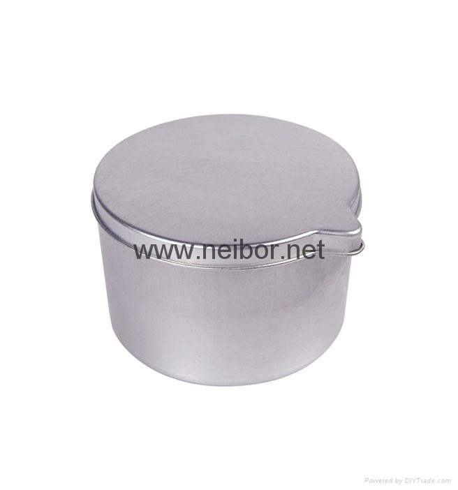 Silver color deep drawn seamless candle tin jar with spout lid 90ml 2