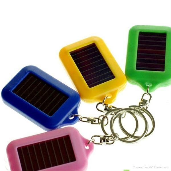 Wholesale Christmas Gift LED Mini Plastic Solar Flashlight Keychain  1