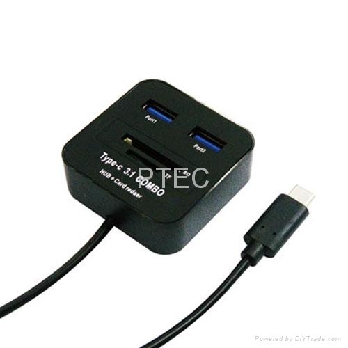 USB 3.1 Type C to USB 3.0 HUB with SD & T/F Card Reader Combo Adapter