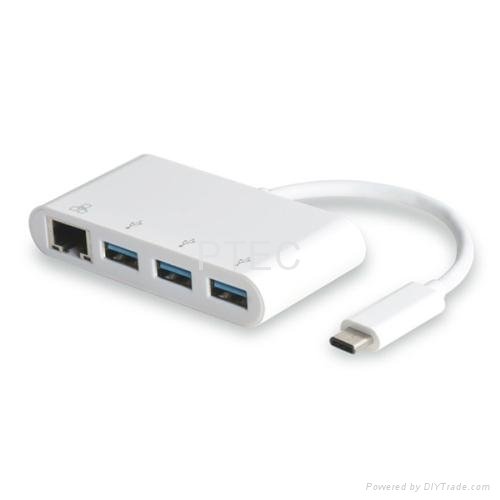 USB 3.1 Type C to Gigabit with USB 3.0 HUB with Type C Charging Adapter