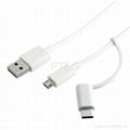 USB AM to Micro USB + Type C Reversible Cable