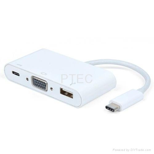 USB 3.1 Type C to VGA with Type C Charging + USB 3.0 AF Adapter