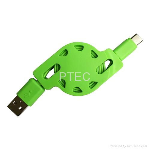 USB2.0 AM to Type C Retractable Cable