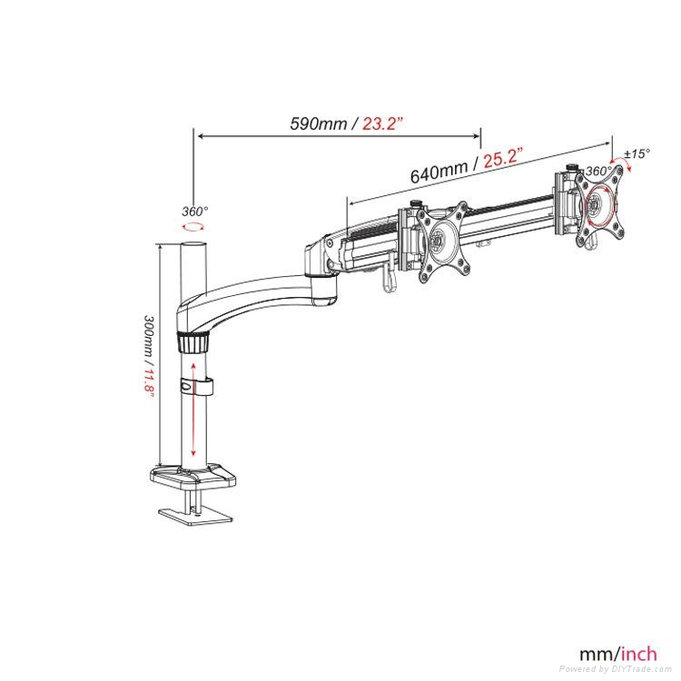长臂猿双屏气弹簧显示器拼接架支架YS-GST112G-2 2