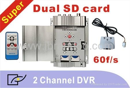 Lockable Dual SD card, 2 channel mobile DVR for taxi and bus security