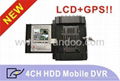 4 channel MOBILE DVR, support GPS, built-in LCD,HDD, SD memory