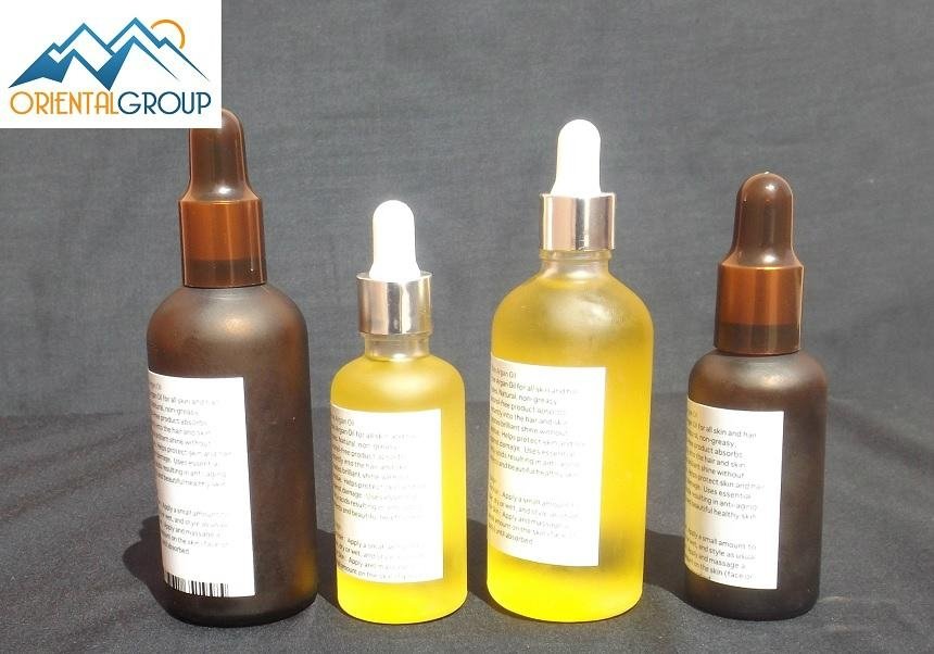 100% Bio certified Organic Argan oil in glass bottle with dropper  3
