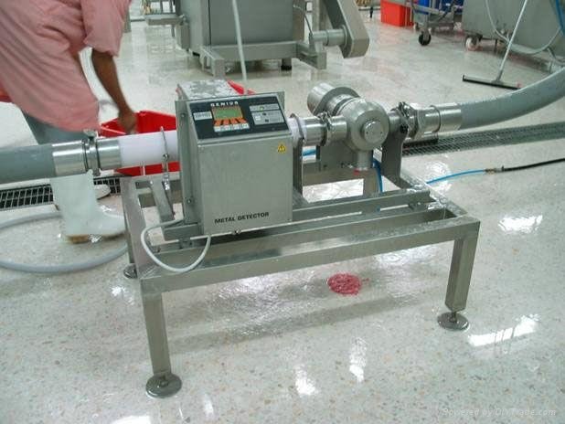 #广东肉末/肉泥/肉浆泵压式金属探测检出机#泵输型金属检测器