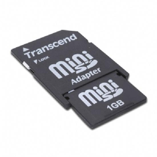 Transcend 1GB MiniSD Card MINI SD Memory cards with MINISD Adapter