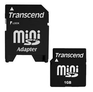 Transcend 1GB MiniSD Card MINI SD Memory cards with MINISD Adapter 2