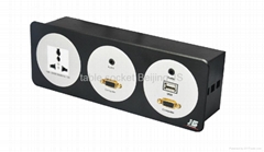 Hotel guestroom multi-function media hub with usb, HDMI, VGA, AV connection