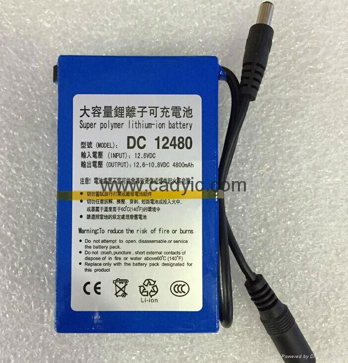 ABENIC大容量聚合物可充电锂电池 12V 4800mAh 移动电源后备电源DC-12480 2