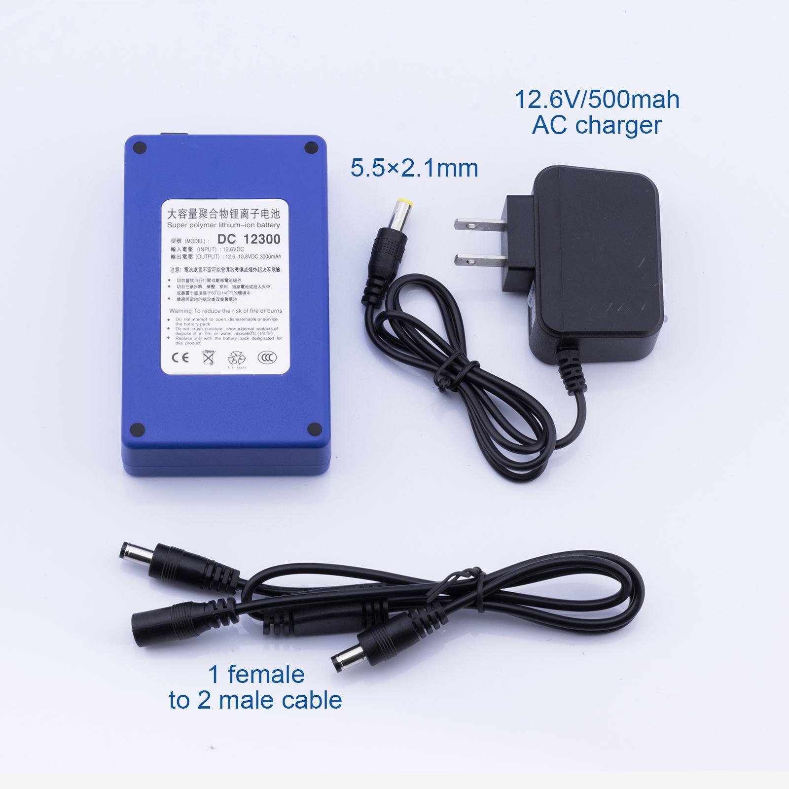 大容量聚合物可充電鋰電池 12V 3000mAh 移動電源後備電源DC-12300 5