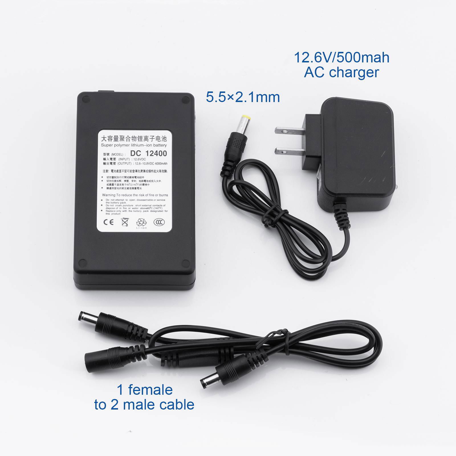 大容量聚合物可充電鋰電池 12V 4000mAh 移動電源後備電源DC 12400 3