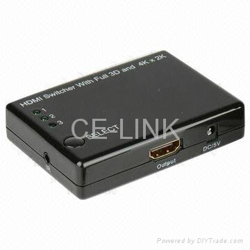 Mini HDMI Amplifier Switcher, Supports Full 3D and 4k*2k 1