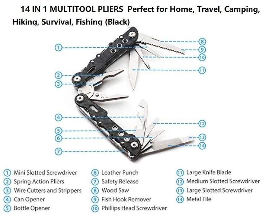 14-in-1 Multitool Pliers with Sheath