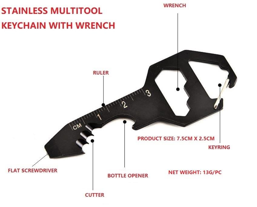 multitool keychain with wrench/5 in 1 multitool keyrain/carabiner