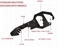 multitool keychain with wrench/5 in 1 multitool keyrain/carabiner