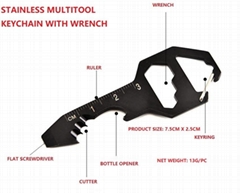 multitool keychain with wrench/5 in 1 multitool keyrain/carabiner