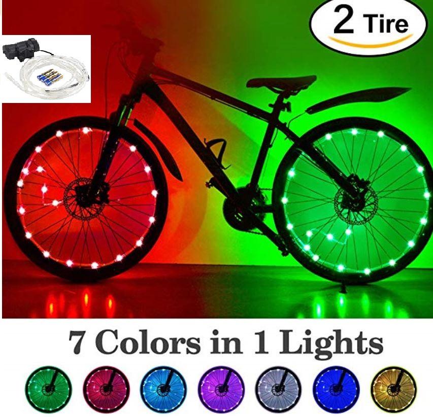 LED Bike Wheel Lights with Batteries! 7 Colors in 1 Light Waterproof RGB LED