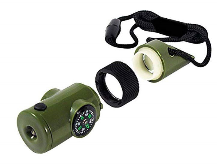 Multifunction Whistle W/ compass,mirror,thermometer,magnifier,storage container 2