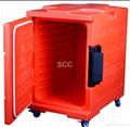 Front-loading insulated food carrier with wheels 1