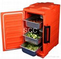 Front-loading insulated food carrier with wheels 3