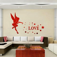 3D acrylic Angel stereo mirror bedroom living cartoon wall stickers