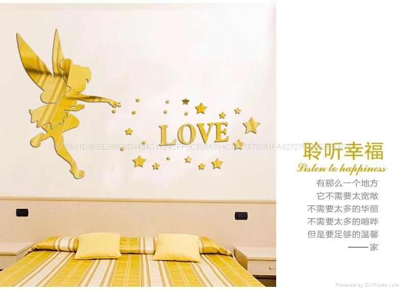 3D acrylic Angel stereo mirror bedroom living cartoon wall stickers 2