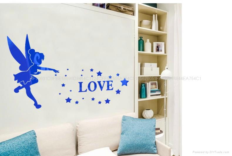 3D acrylic Angel stereo mirror bedroom living cartoon wall stickers 4