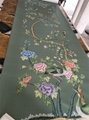 hand painted wallpaper on green silk, hand painted artworks