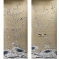 Chinoiserie Hand painted wallpaper on Slub Silk