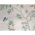 Chinoiserie Hand painted wallpaper on Slub Silk