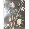 Chinoiserie hand painted wallpaper silver metallic gilded paper