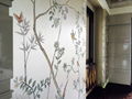 Chinoiserie hand painted wallpaper silver metallic gilded paper