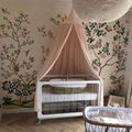 Floral chinoiserie panels, hand painted silk wallpaper, hand paint artworks