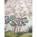 Floral chinoiserie panels, hand painted silk wallpaper, hand paint artworks