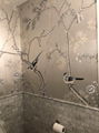 Chinoiserie hand painted silver metallic wallpaper, hand painted artworks