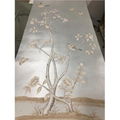 Chinoiserie hand painted silver metallic wallpaper, hand painted artworks