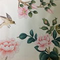 Floral chinoiserie panels, hand painted silk wallpaper, hand paint artworks