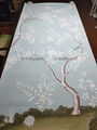 Floral Chinoiserie Handpainted Wallpaper On Blue Tea Paper