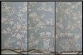 Floral Chinoiserie Handpainted Wallpaper On Blue Tea Paper