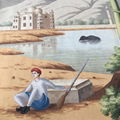 Panoramic hand painted wallpaper for restaurant - Early Views of India 8