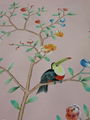 Palm Chinoiserie hand painted wallpaper on pink silk, hand painted artworks 2