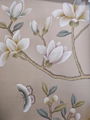Magnolia Chinoiserie hand painted wallpaper on grey silk, hand painted artworks